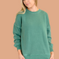 Talk Cozy to Me Stepped Hem Pullover in Dark Green