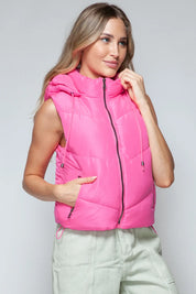 Snobbish Zip Up Quilted Hooded Vest | Vest Jackets Daverri Fashions