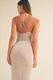 Mable Draped Detail Cami Midi Dress | Daverri Fashions