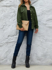 Corduroy Button-Down Shacket | Shackets Daverri Fashions