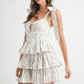 MABLE Floral Print Shoulder Tie Layered Mini Dress