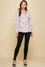 Lime 'N' Chili Floral Sweetheart Neckline Button Down Blouse | Blouses Daverri Fashions