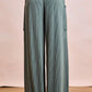 Teal corduroy wide-leg pants with ribbed texture and pockets from BiBi set