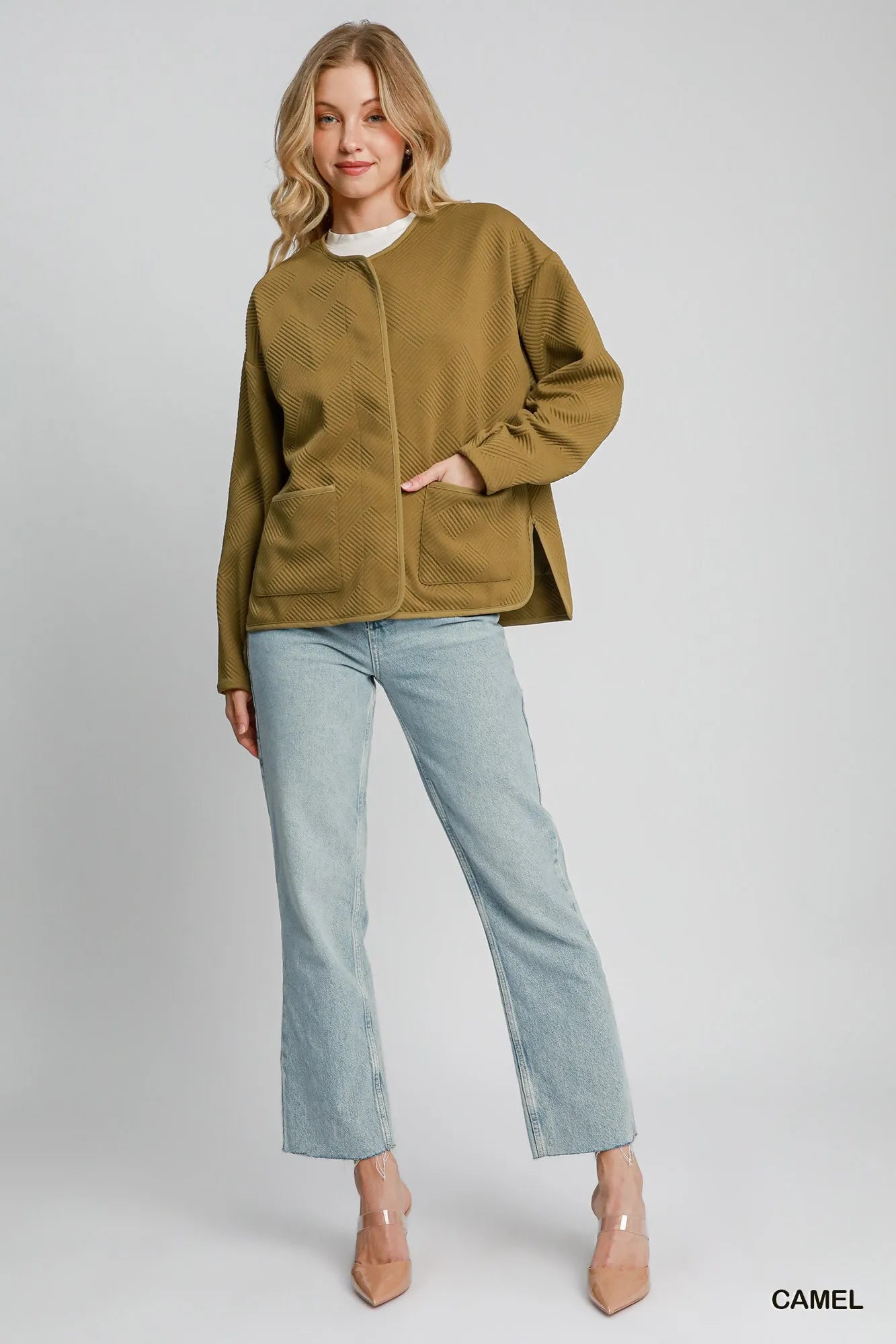 Umgee Textured Jacquard Jacket Jackets
