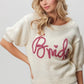 BiBi Metallic Letter Short Puff Sleeve Hairy Sweater - DAVERRI FASHIONS