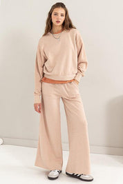 High Rise Wide Leg Drawstring Pants Lounge Pants