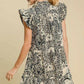 Umgee Full Size Printed Ruffle Cap Sleeve Babydoll Dress Plus Size Babydoll Dresses