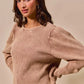 SO ME Mineral Washed Waffle Top With Puff Sleeves - DAVERRI FASHIONS