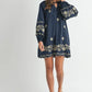 MABLE Embroidered Long Sleeve Peasant Mini Dress Mini Dresses