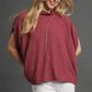 Umgee Textured Mock Neck Relaxed Top - DAVERRI FASHIONS