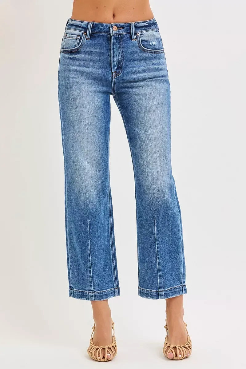 RISEN High Rise Crop Boyfriend Tapered Jeans - DAVERRI FASHIONS