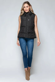 Snobbish Snap and Zip Closure Hooded Vest | Vest Jackets Daverri Fashions