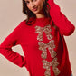 SO ME Sequins Bow Ribbon Embellished Christmas Sweater - DAVERRI FASHIONS