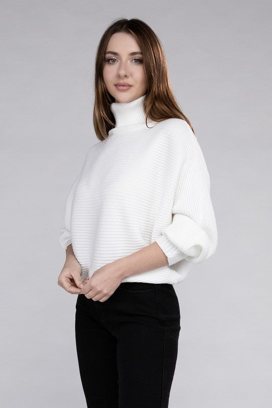 Viscose Dolman Sleeve Turtleneck Sweater Tops