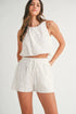 MABLE Eyelet Bubble Hem Sleeveless Top and Shorts Set Off White M Outfit Sets