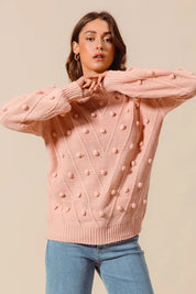 SO ME Pom Pom Textured Knit Sweater Top | Sweaters Daverri Fashions