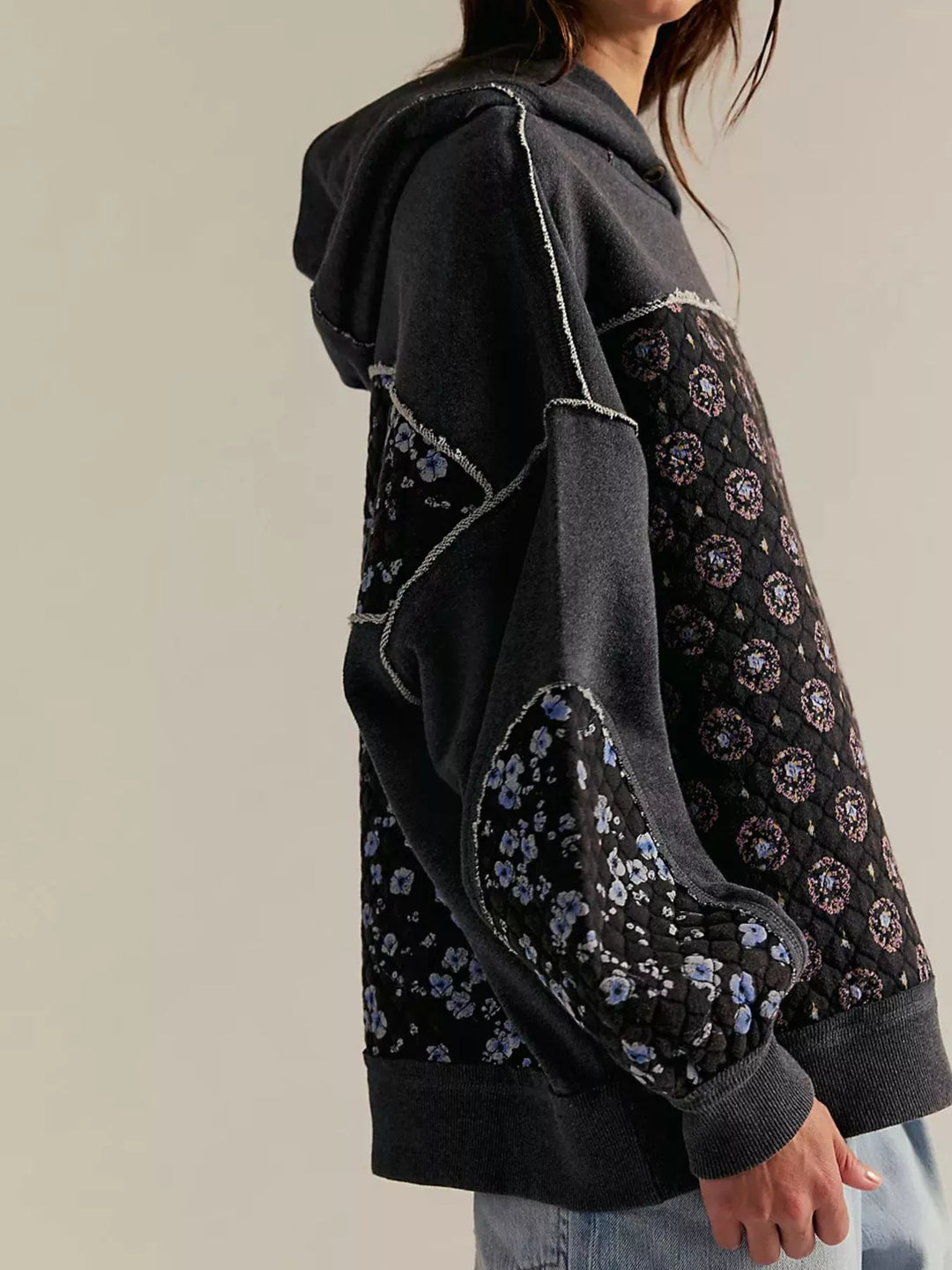 Exposed Seam Dropped Shoulder Hoodie | Hoodies Daverri Fashions