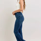 Judy Blue high-waisted dark blue denim flare jeans with front pockets
