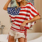 BiBi American Flag Printed Side Ruched Details Knit Top - DAVERRI FASHIONS
