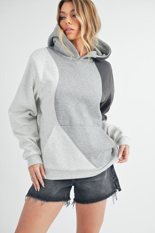 Aemi + Co Color Block Hoodie with Kangaroo Pocket Hoodies