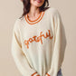 SO ME Thanksgiving Grateful Lettering Stitch Sweater Sweaters