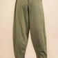 VERY J Olive Solid Barrel Comfy Woven Pants Pants