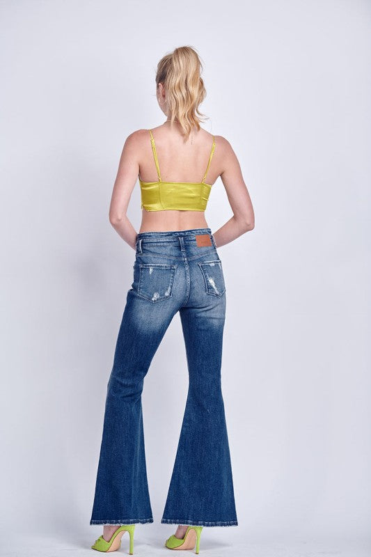 Artemis Vintage High Rise Stretch Flare Jeans | Jeans Daverri Fashions