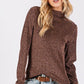 SAGE + FIG Glitter Mock Neck Lettuce Hem Long Sleeve Top Tops