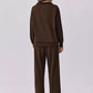 Daverri relaxed fit quarter-zip brown knit sweatsuit set