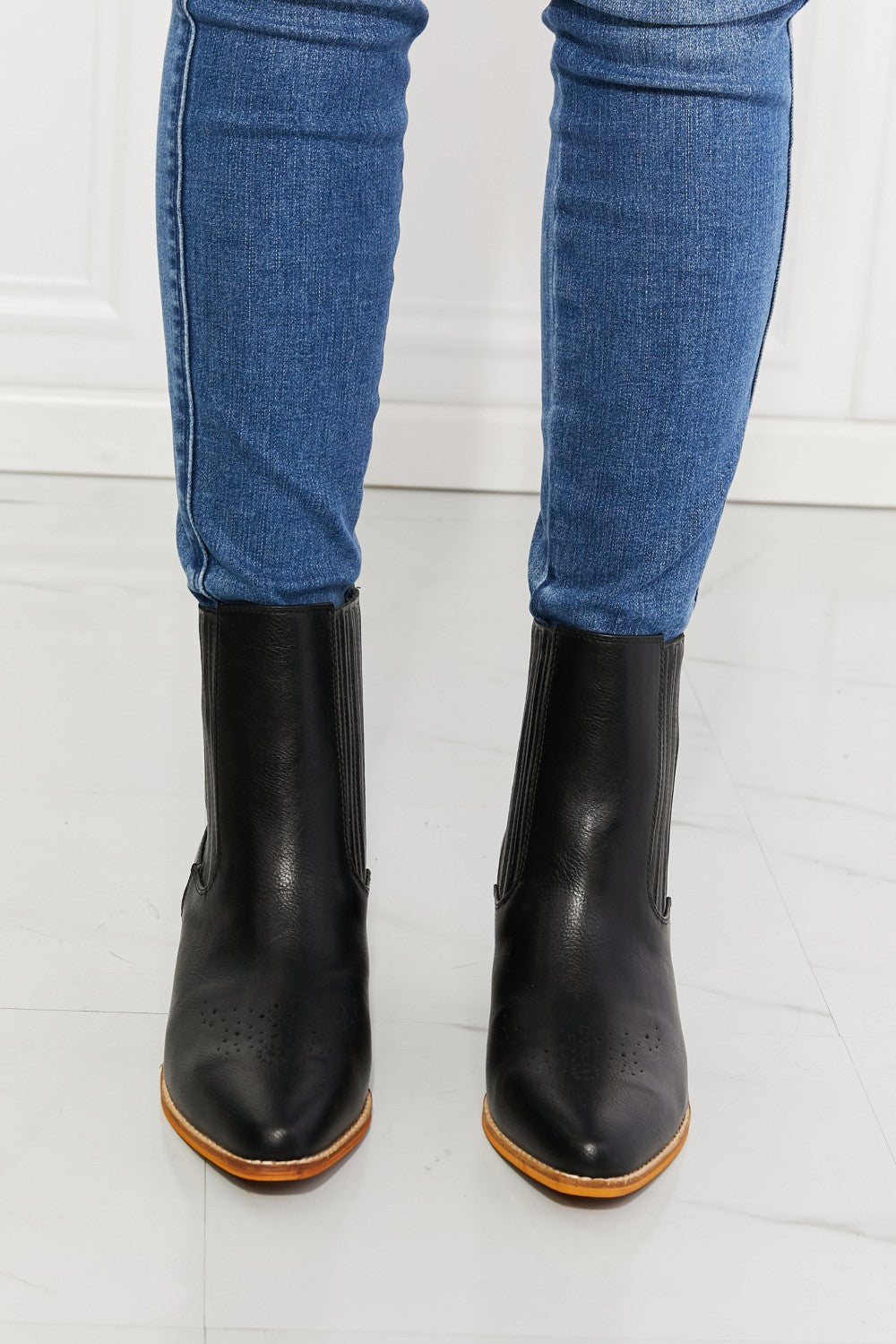 Stacked Heel Chelsea Boot in Black Boots