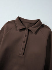 Collared Sweatshirt and High Waist Pants Active Set | Daverri Fashions