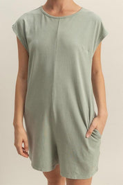 HYFVE Round Neck Cap Sleeve Relaxed Fit Breezy Romper | Rompers Daverri Fashions