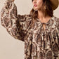 BiBi Printed Woven Front Tied Blouse with Baloon Sleeve - DAVERRI FASHIONS