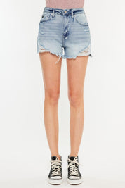 Kancan Distressed High Waist Denim Shorts with Pockets | Denim Shorts Daverri Fashions