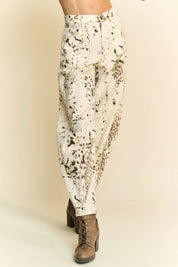 Davi & Dani Abstract Tie Dye Dot Lace Detail Barrel Pants | Pants Daverri Fashions