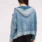 Zenana Acid Washed Hoodie Jacket Coats & Jackets