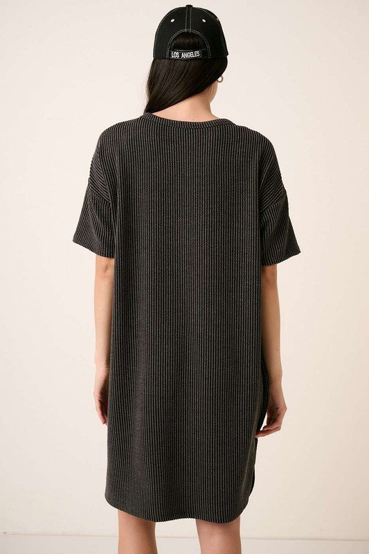 Mittoshop Urban Rib Knit Short Sleeve Tee Dress