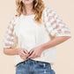 Lime 'N' Chili Full Size Lace Puff Sleeve Round Neck Top Plus Size