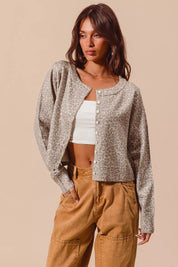 SO ME Two Tone Leopard Vintage Print Button Up Cardigan | Cardigans Daverri Fashions