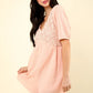 VERY J Lace Detail Puff Sleeve Romper with Pockets Blush Rompers