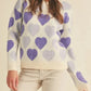 Heart Ribbed Hem Long Sleeve Sweater - DAVERRI FASHIONS