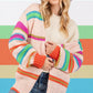 SAGE + FIG Rainbow Striped Open Front Knit Cardigan Cardigans