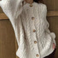 Cable Knit Button-Down Cardigan - DAVERRI FASHIONS