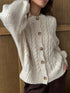 Cable Knit Button-Down Cardigan - DAVERRI FASHIONS