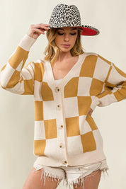 BiBi Checked V-neck Cardigan | Cardigans Daverri Fashions
