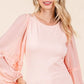 Mittoshop Mixed Media Textured Knit Chiffon Long Sleeve Top - DAVERRI FASHIONS