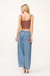 And The Why Elastic Back Pleated Baggy Jeans | Jeans Daverri Fashions