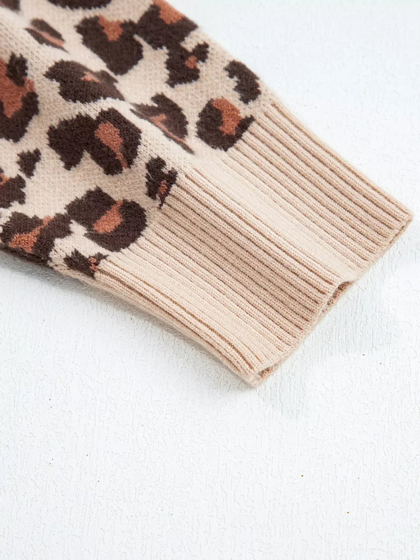 Leopard Print High Neck Shift Mini Sweater Dress - DAVERRI FASHIONS