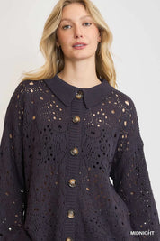 Umgee Hollow Out Button Down Cardigan | Cardigans Daverri Fashions