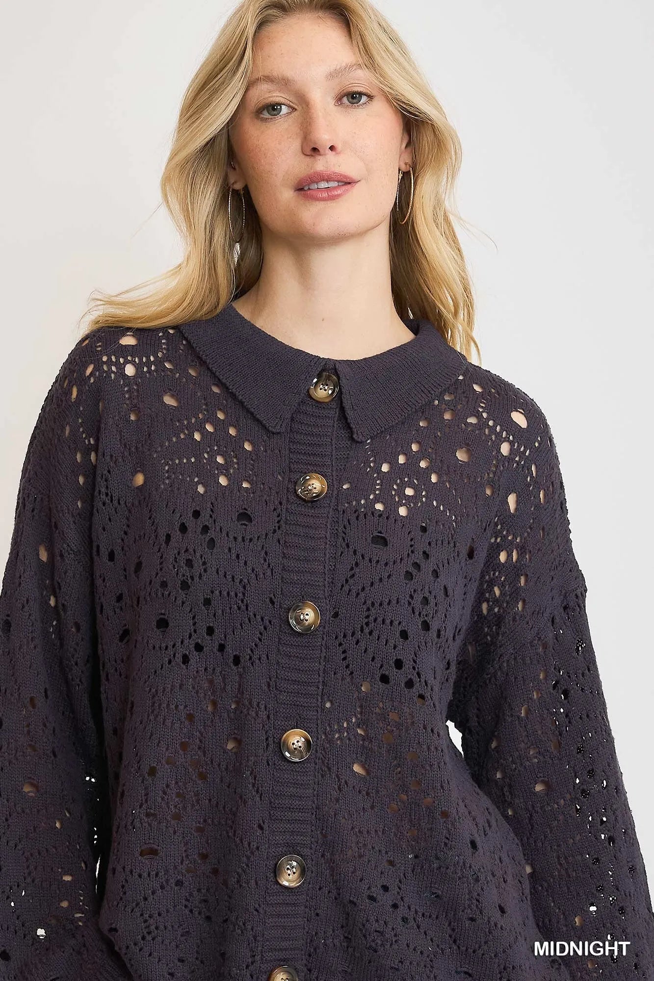 Umgee Hollow Out Button Down Cardigan Cardigans